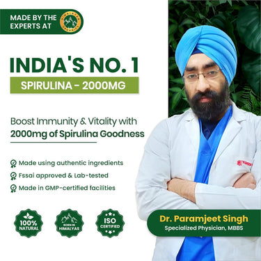 Himalayan Organics Spirulina 2000mg Per Serving - 120 Veg Capsules